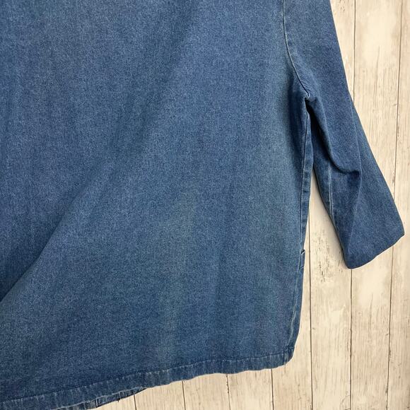 Lisa Josephs Vintage Longline Cotton Retro Oversized Denim Jean Jacket Pockets - Picture 5 of 10